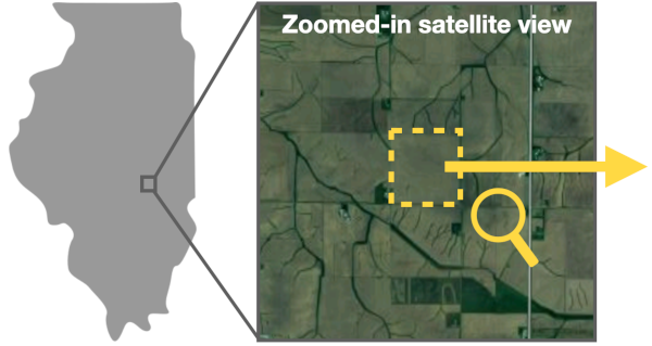 aerial view of farmland pointing to farmland parcel